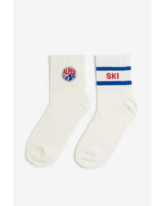 2-pack Socks White/alpes