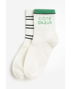 2er-Pack Socken Cremefarben/Côte d'Azur
