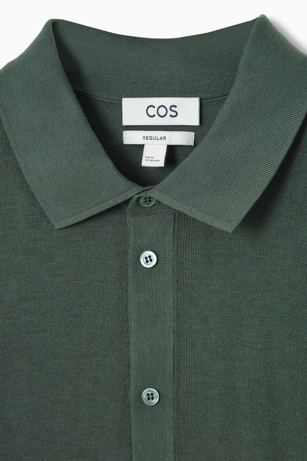 COS Stickad Overshirt I Silkesblandning Mörkgrön
