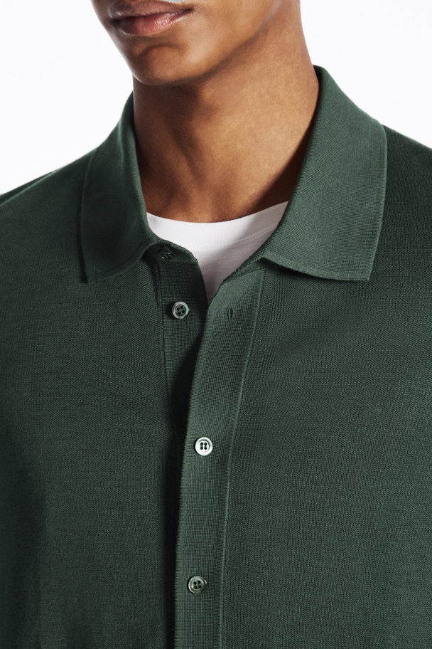 COS Knitted Silk-blend Overshirt Dark Green