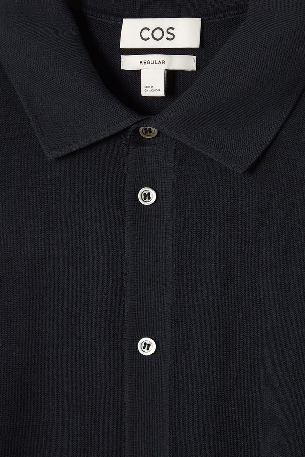 COS Knitted Silk-blend Overshirt Navy