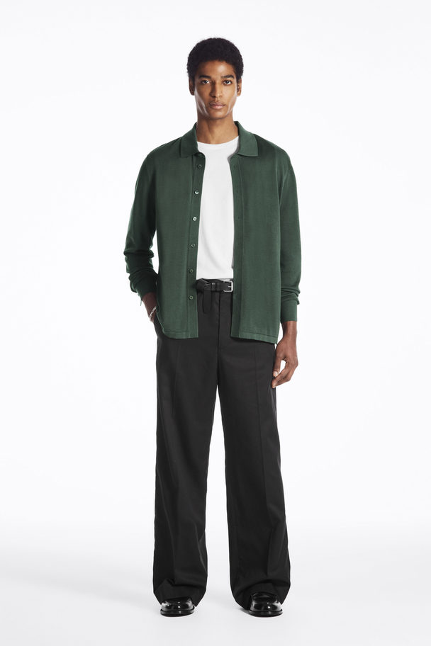 COS Knitted Silk-blend Overshirt Dark Green