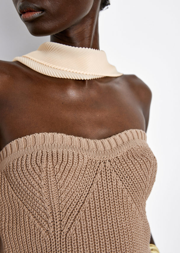 & Other Stories Knitted Bandeau Tube Top Medium Beige