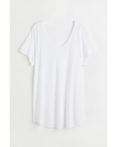 H&m+ T-shirt I Hørblanding Hvid