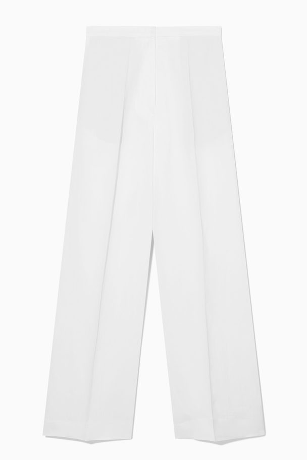 COS High-waisted Wide-leg Linen-blend Trousers White