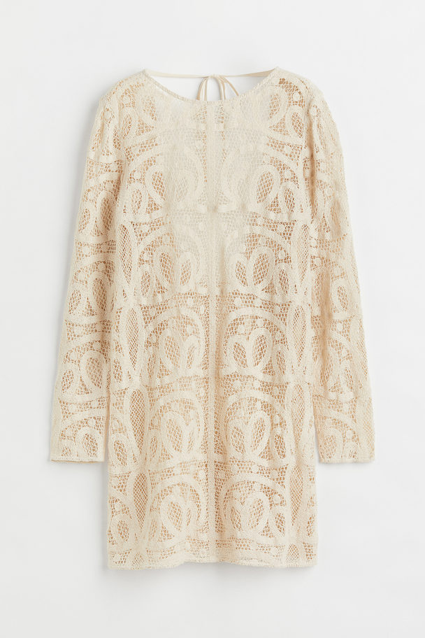 H&M Crochet-look Dress Light Beige