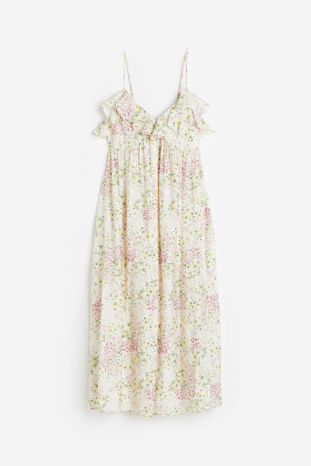 H&M Sleeveless V-neck Dress Cream/floral