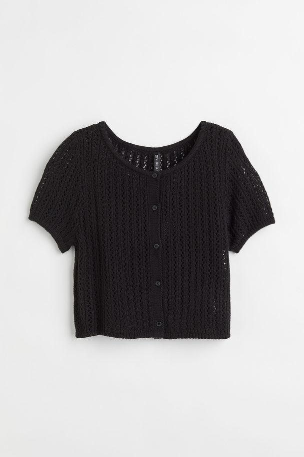H&M Pointelle-knit Cardigan Black