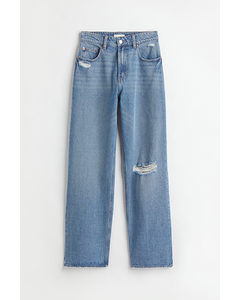 Loose Straight High Jeans Denimblå/trashed