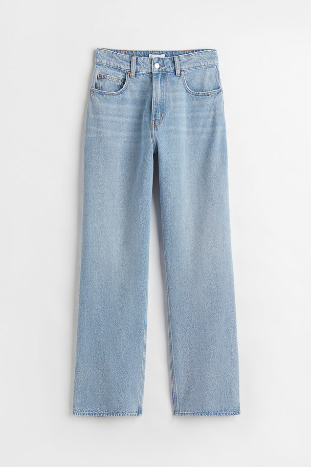 H&M Loose Straight High Jeans Light Denim Blue