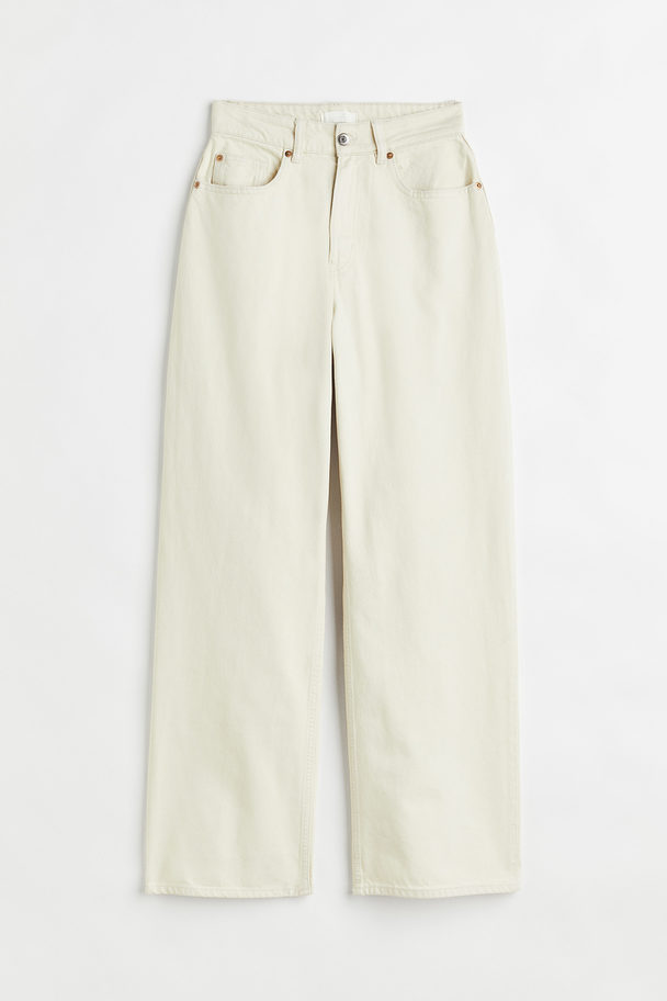 H&M Loose Straight High Jeans Light Beige