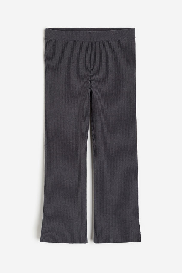 H&M Rib-knit Leggings Dark Grey