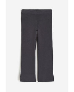 Rib-knit Leggings Dark Grey