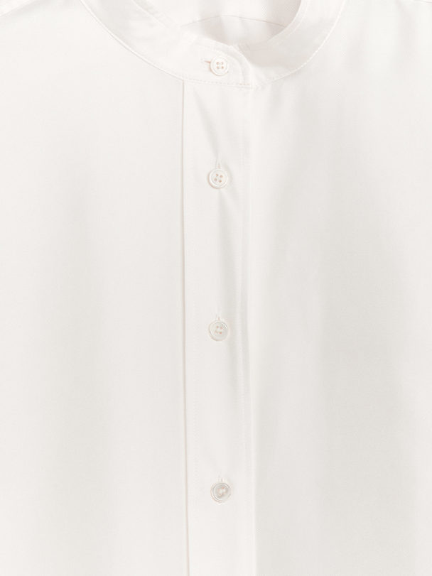 ARKET Stand Collar Silk Shirt Off White
