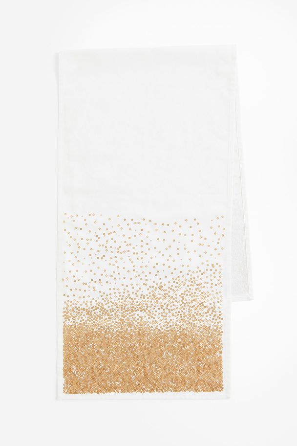 H&M HOME Sequined Table Runner White/gold-coloured