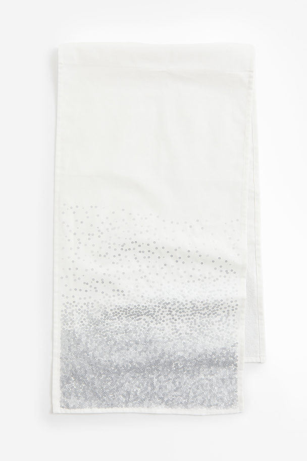 H&M HOME Sequined Table Runner White/silver-coloured