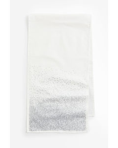 Sequined Table Runner White/silver-coloured