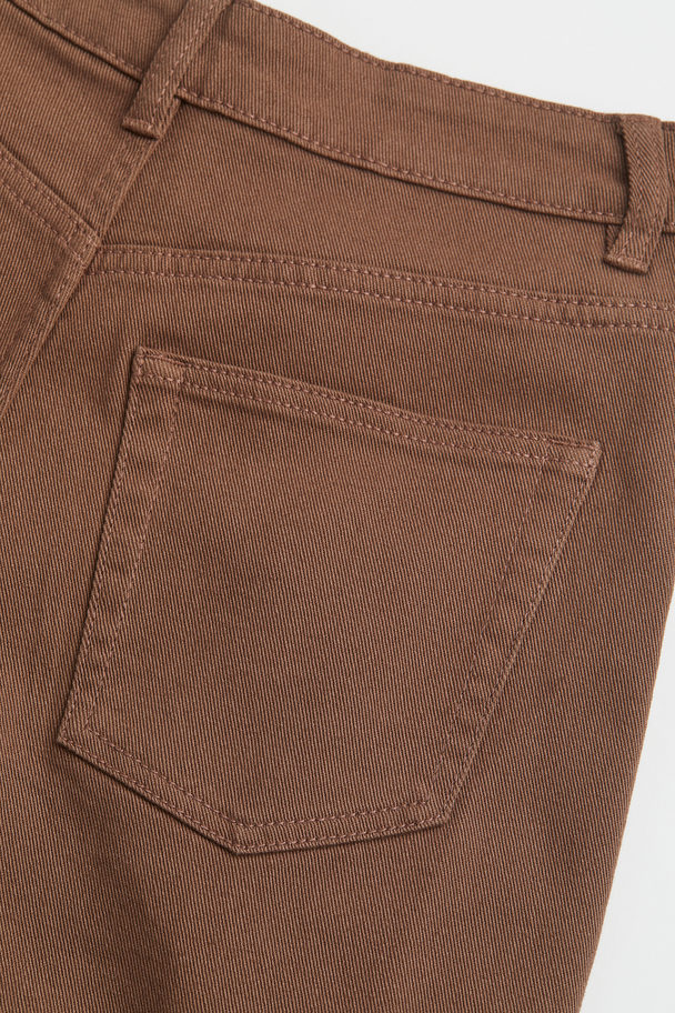 H&M Mom Loose Fit Twill Trousers Brown