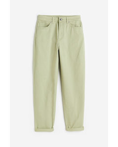 Mom Loose Fit Twill Trousers Pistachio Green
