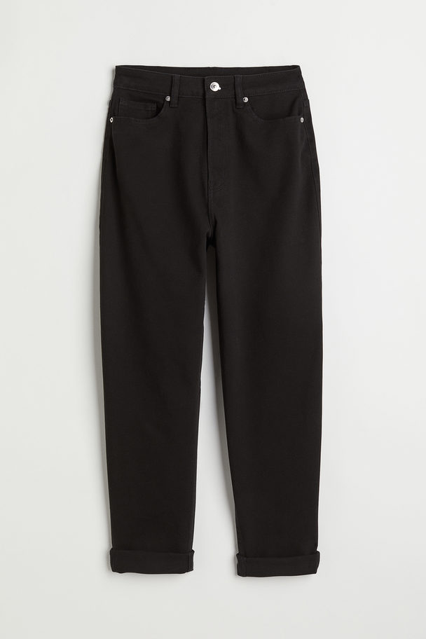 H&M Mom Loose Fit Twill Trousers Black