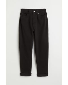 Mom Loose Fit Twill Trousers Black