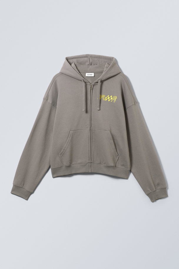 Weekday Boxy Graphic Zip Hoodie D.floor Hypnox Grey