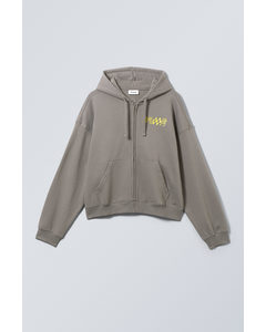 Boxy Graphic Zip Hoodie D.floor Hypnox Grå