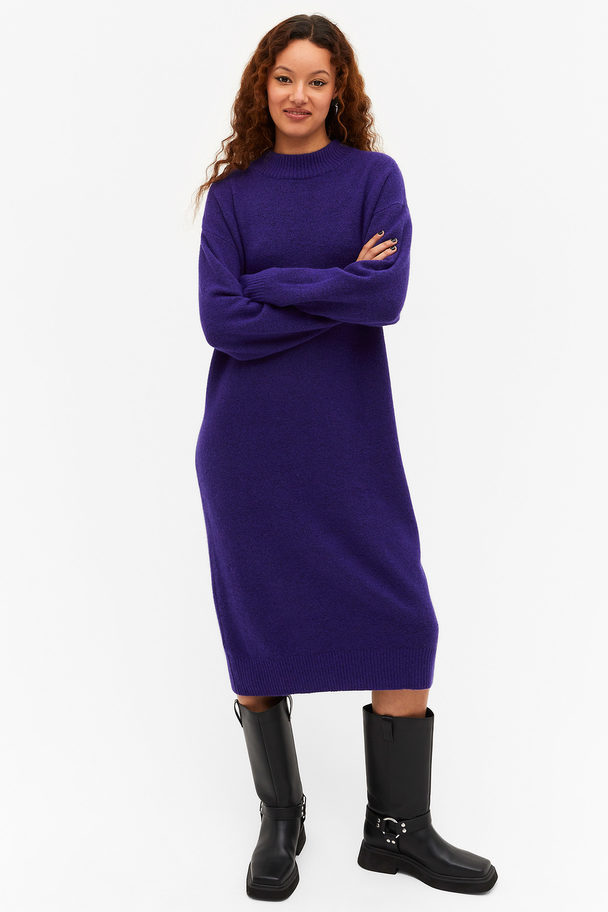 Monki Oversized Knit Dress Dark Purple
