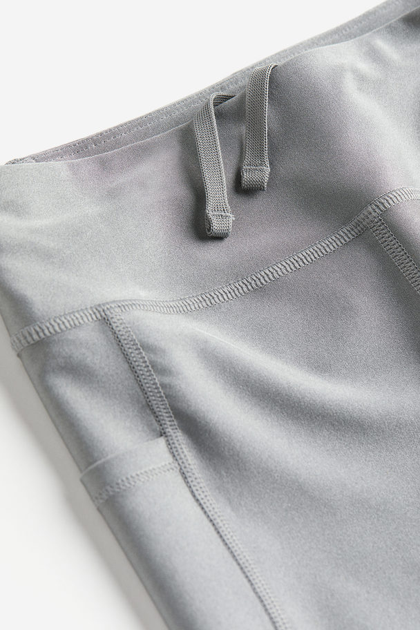 H&M Drymove™ High Shine Sports Cycling Shorts Silver-coloured