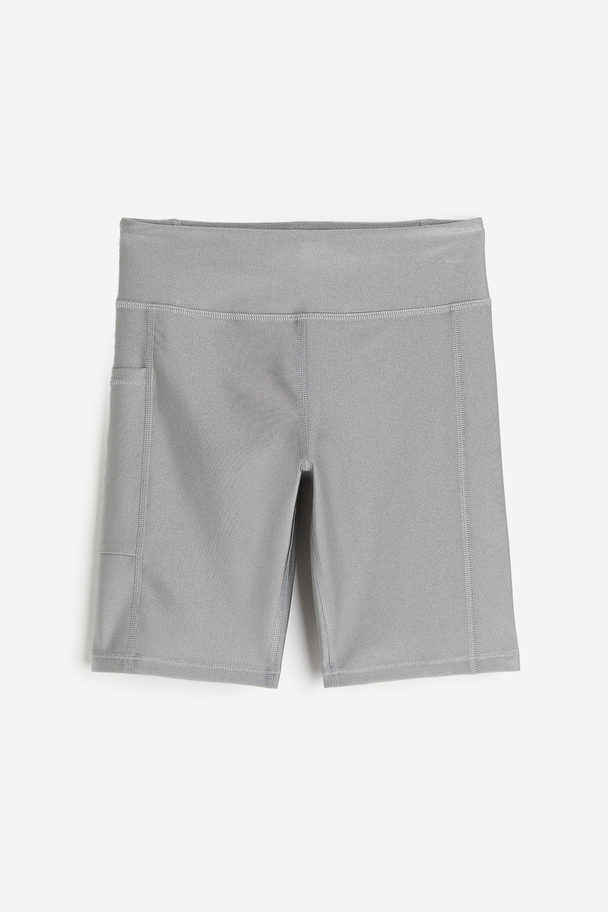 H&M Drymove™ High Shine Sports Cycling Shorts Silver-coloured