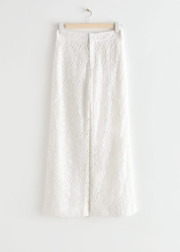 & Other Stories Flared Lace Trousers White