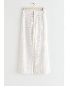 Flared Lace Trousers White