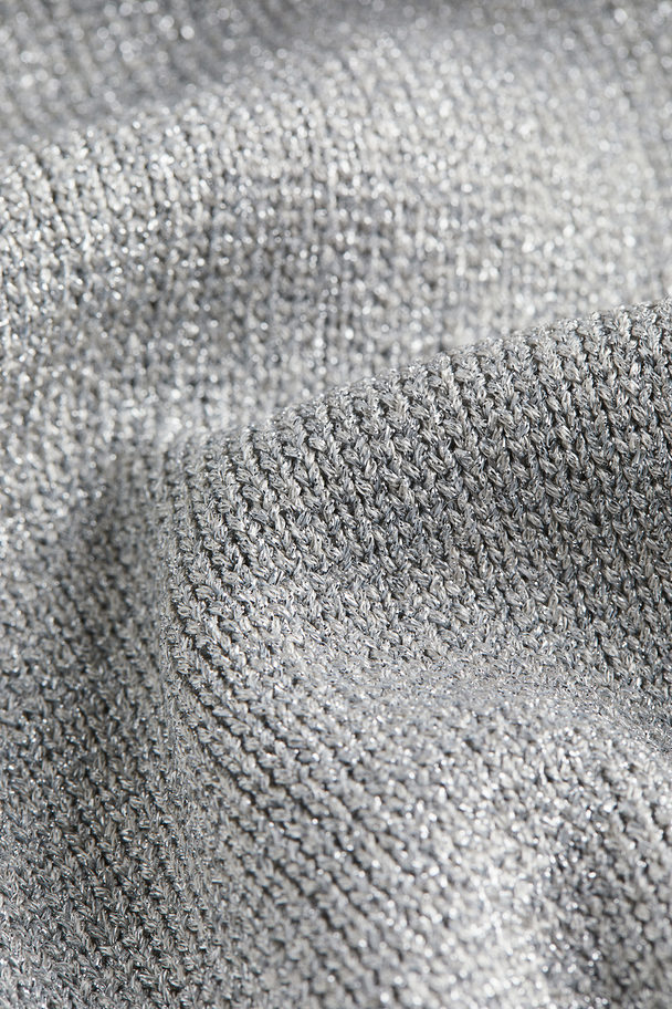 H&M Knitted Shimmering Skirt Silver-coloured