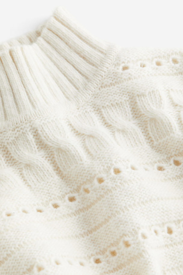 H&M Textured-knit Turtleneck Jumper Cream