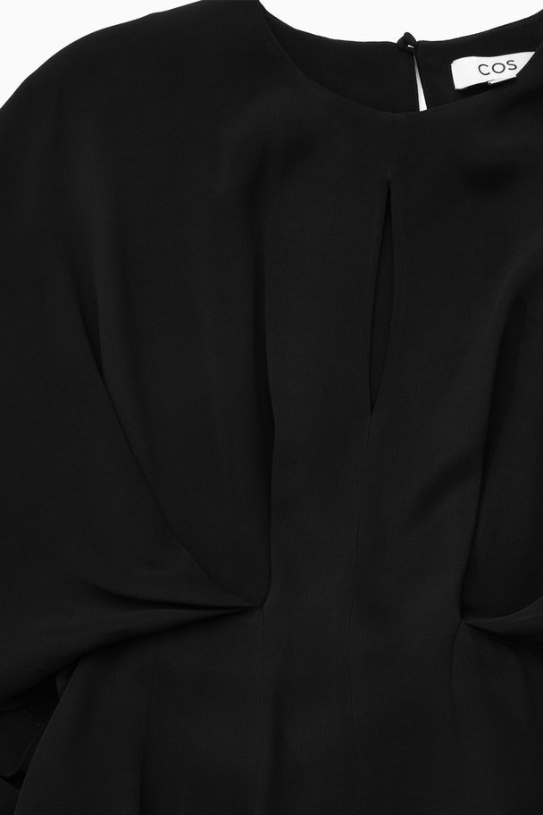 COS Draped Pleated Maxi Dress Black