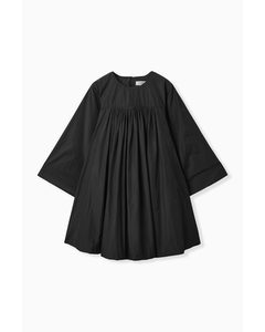 Voluminous A-line Mini Dress Black