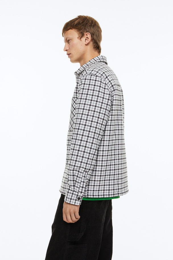 H&M Padded Overshirt Grey/white Checked