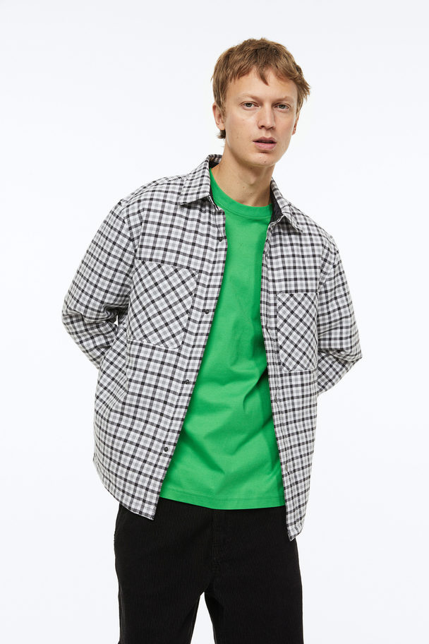 H&M Padded Overshirt Grey/white Checked