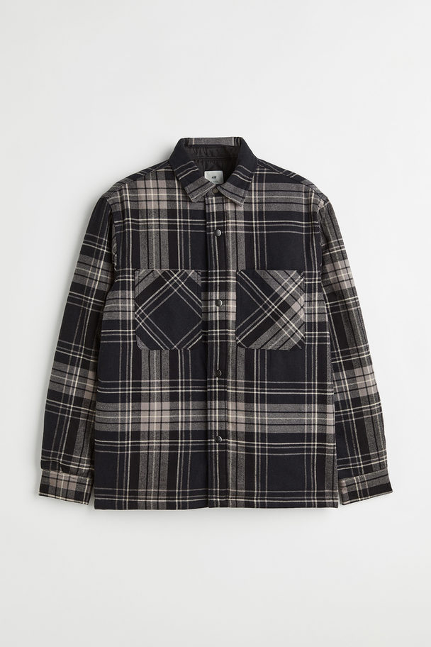 H&M Padded Overshirt Dark Grey/checked