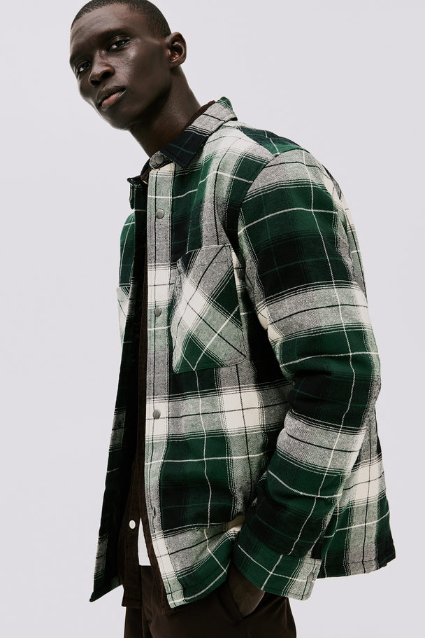 H&M Padded Overshirt Green/checked