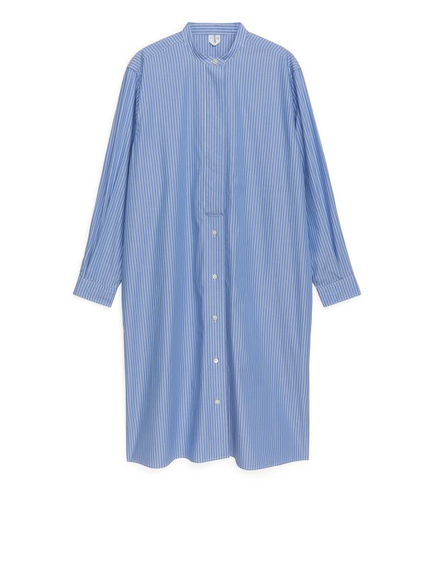 ARKET Poplin Shirt Dress Blue/white
