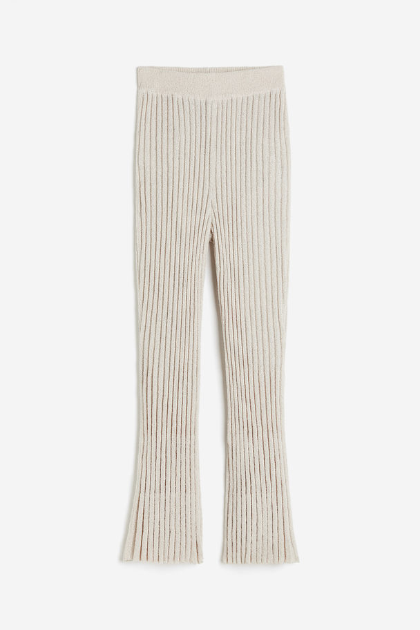 H&M Rib-knit Trousers Light Greige
