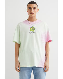 Relaxed Fit Printed T-shirt Light Green/rick And Morty