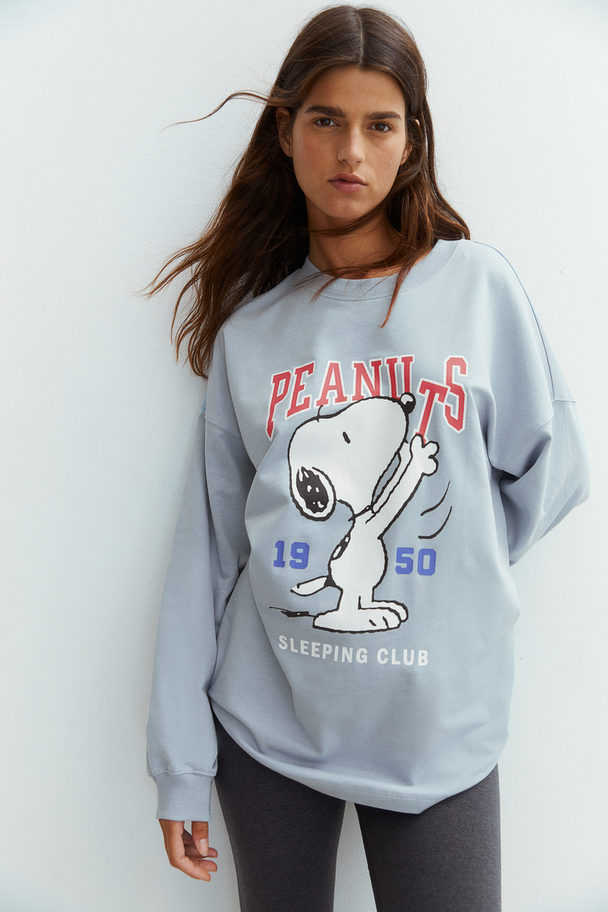 H&M Schlafsweatshirt und Leggings Hellblau/Peanuts