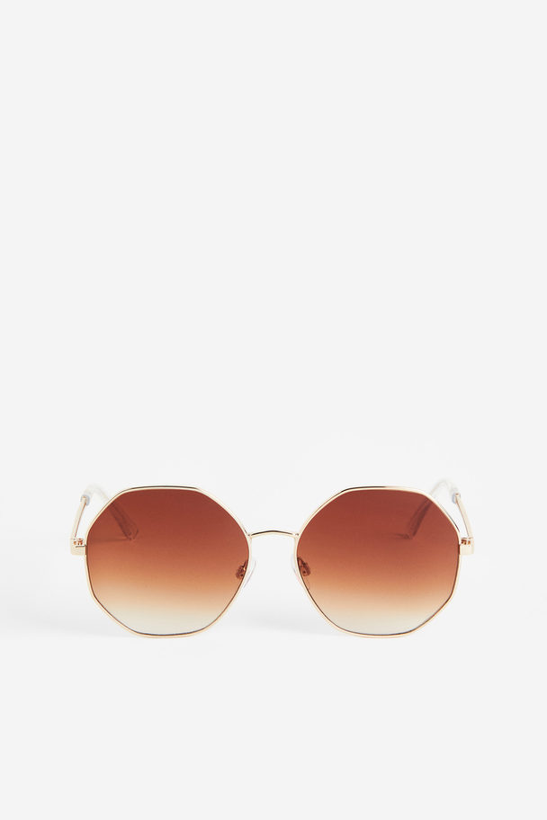 H&M Sonnenbrille mit schmalem Gestell Braun/Goldfarben