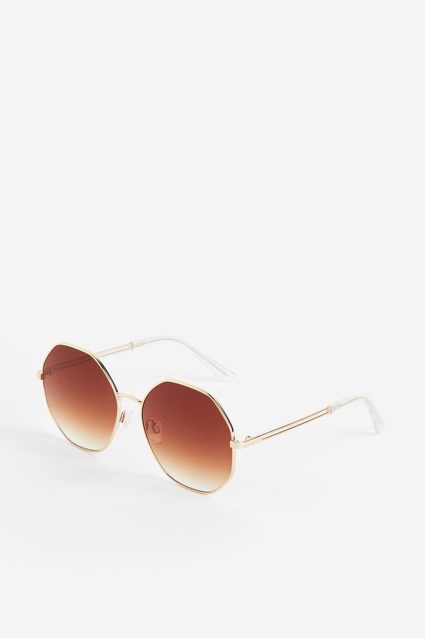 H&M Sonnenbrille mit schmalem Gestell Braun/Goldfarben