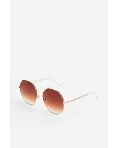 Sonnenbrille mit schmalem Gestell Braun/Goldfarben