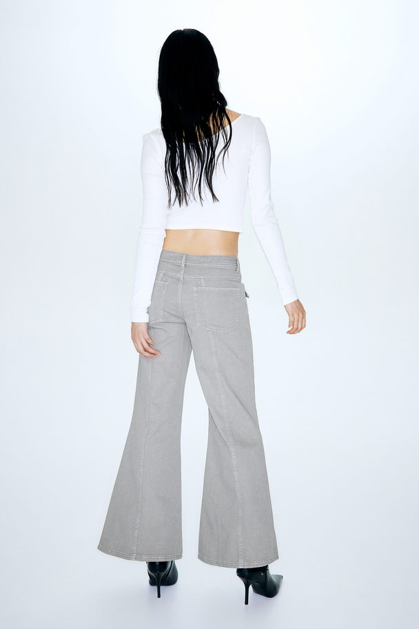 H&M Wide Twill Trousers Grey