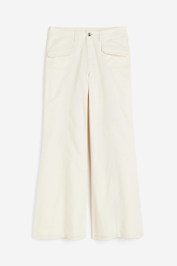 H&M Wijde Twill Broek Lichtbeige