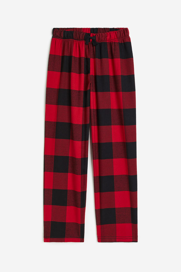 H&M Pyjamahose aus Baumwolle Rot/Kariert